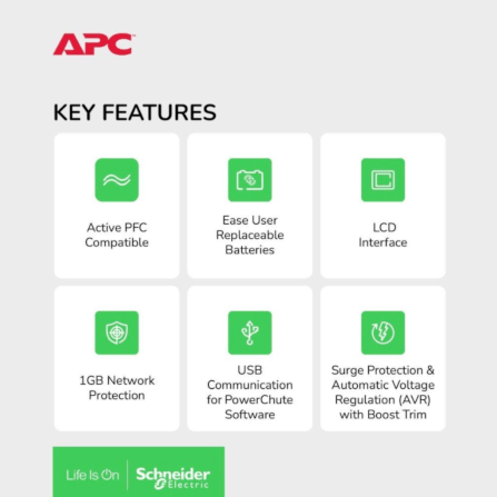 เครื่องสำรองไฟฟ้า APC 1600VA 960 วัตต์ รุ่น BR1600MI-3Y EASY UPS 8 ช่อง ป้องกัน ไฟตก ไฟเกิน_6